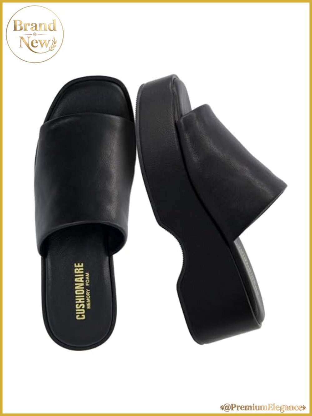 Womens Platform Wedge Sandals Slip On Memory Foam Faux Leather